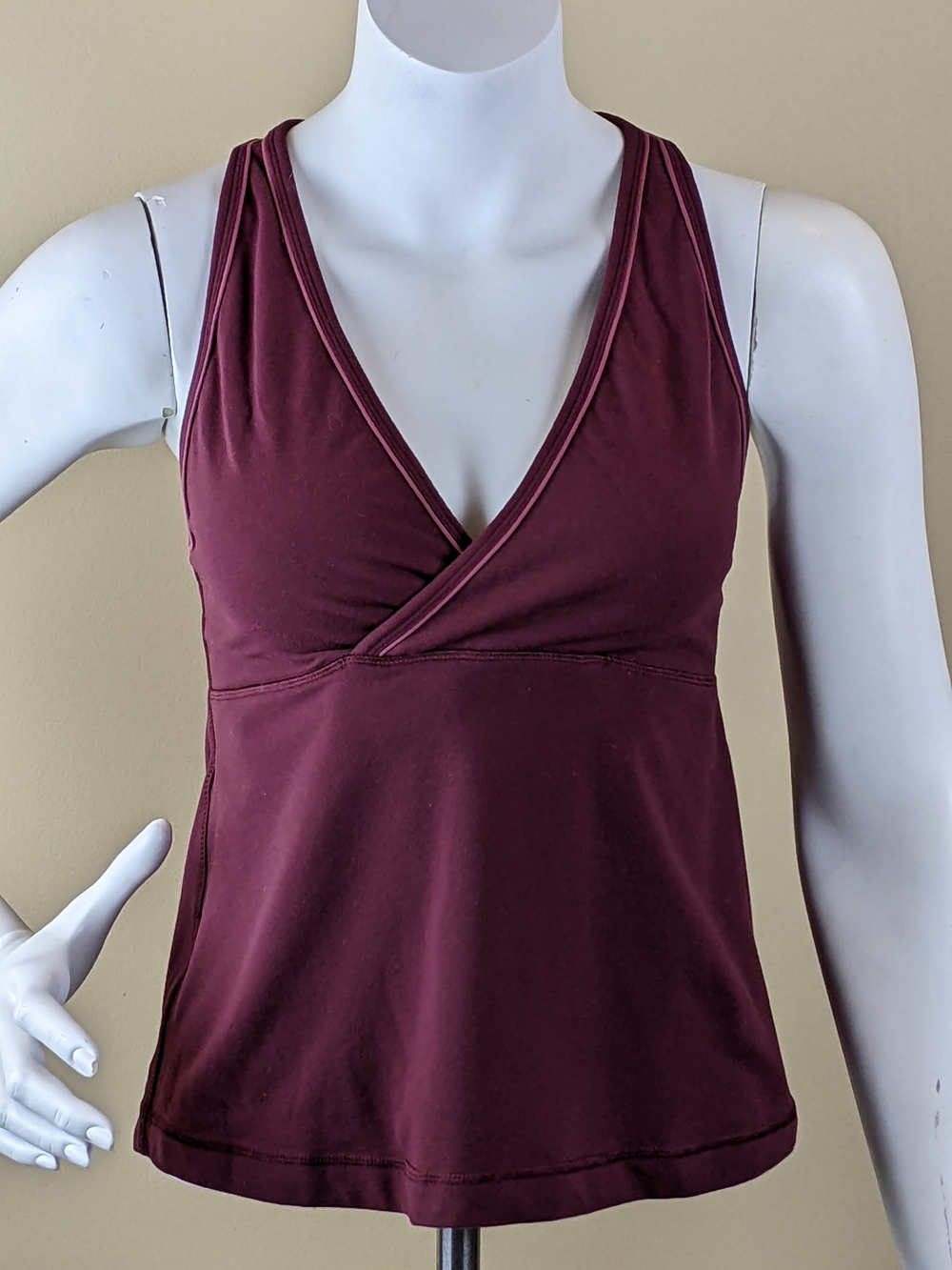 Lululemon Athletica Burgundy V-Neck Racer Back Tank Top